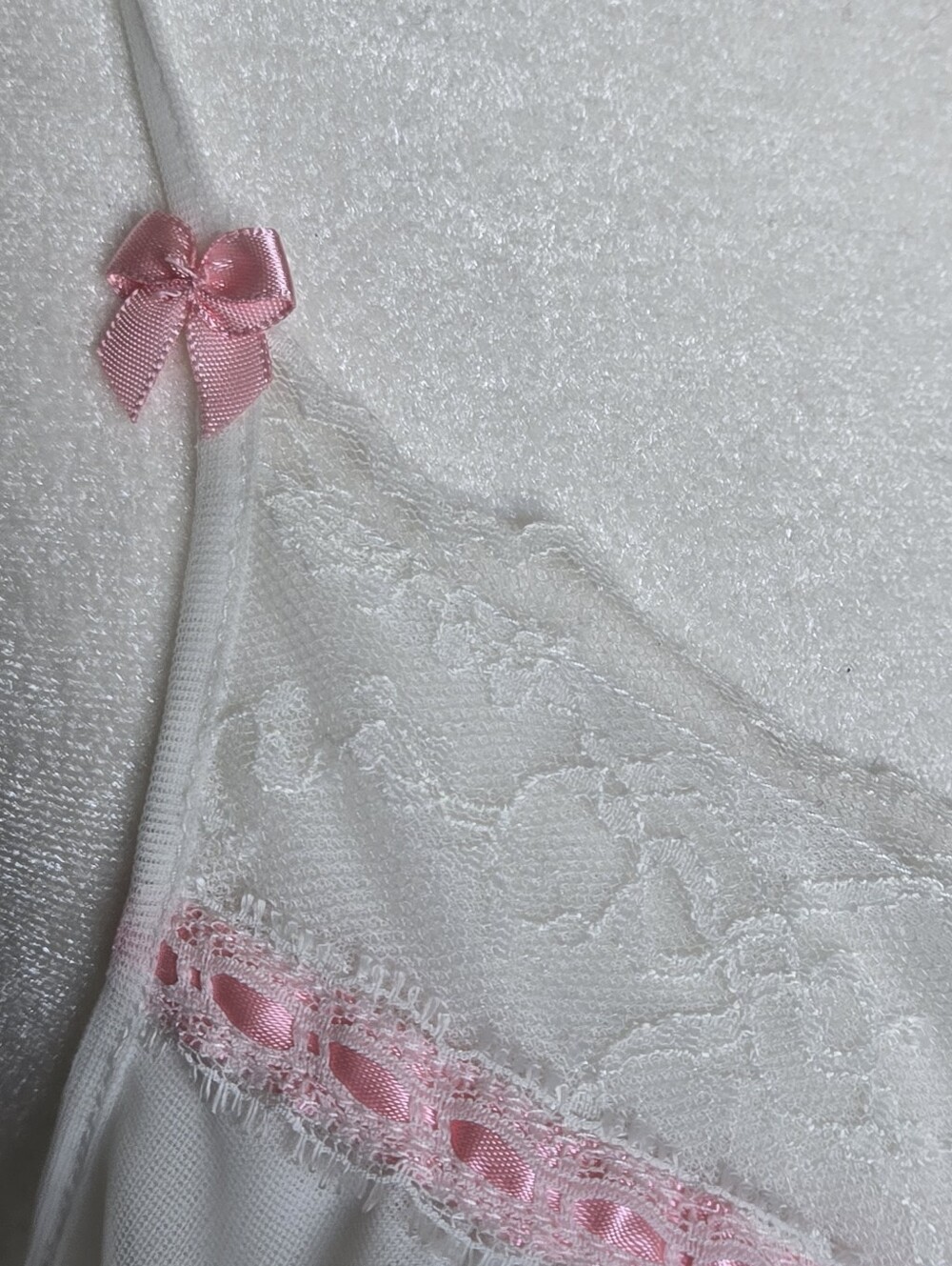 Betsey Johnson White Chiffon Babydoll Nightgown with Pink Trim - Women Intimates - Picture 4 of 8